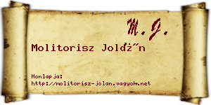Molitorisz Jolán névjegykártya